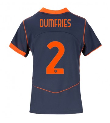 Inter Milan Denzel Dumfries #2 Tredjetrøje Dame 2025-26 Kortærmet